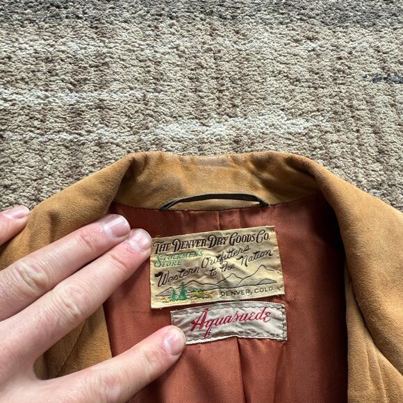 Men's Vintage 1950's Denver Dry Goods Co. Aquasuede Western Leather Jacket Sz L - Picture 2 of 11